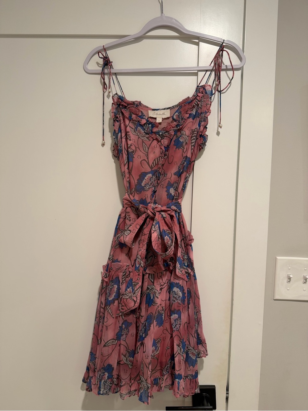 Cleobella Pink Floral Tie-Shoulder Dress